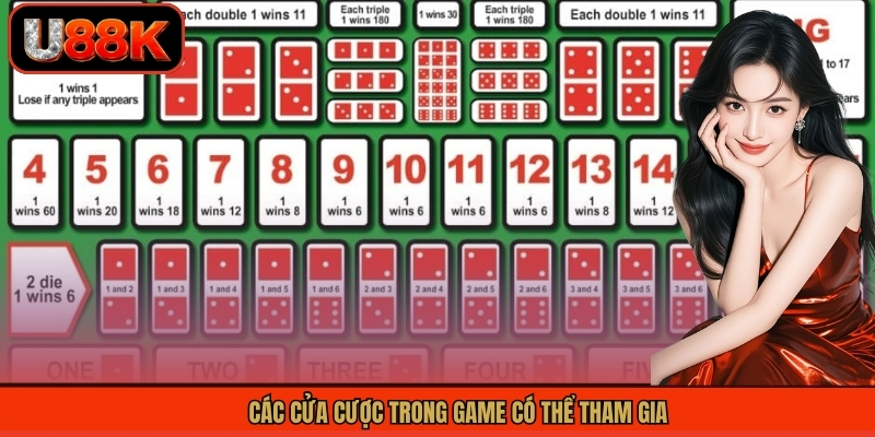 Sicbo - Game Bài Độc Đáo Nhận Thưởng Hấp Dẫn Tại U88 3 Các cửa cược trong game có thể tham gia